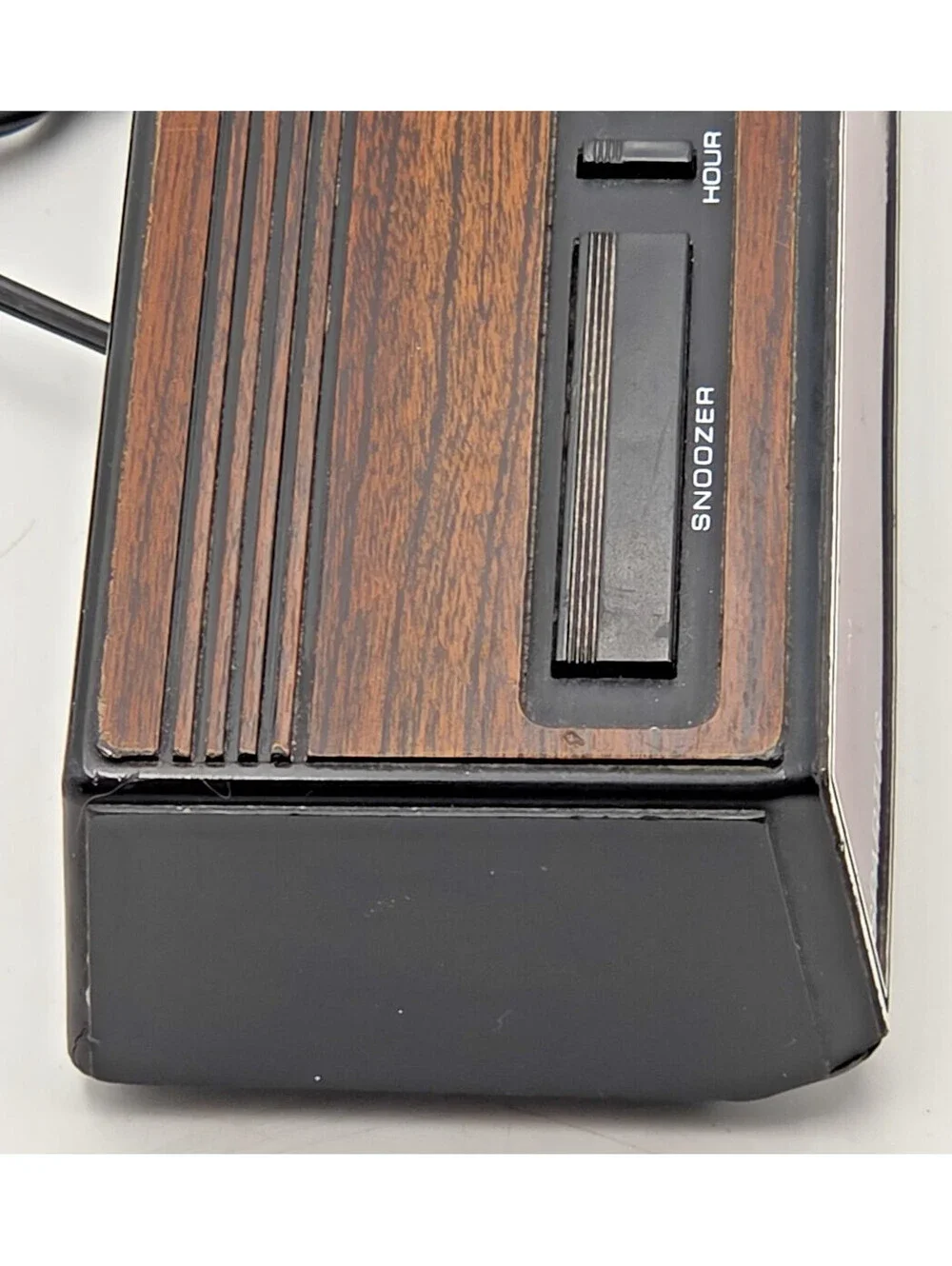 Vintage 1980s Spartus 1108 Wood Grain Red LED Digital Alarm Clock Tested Works